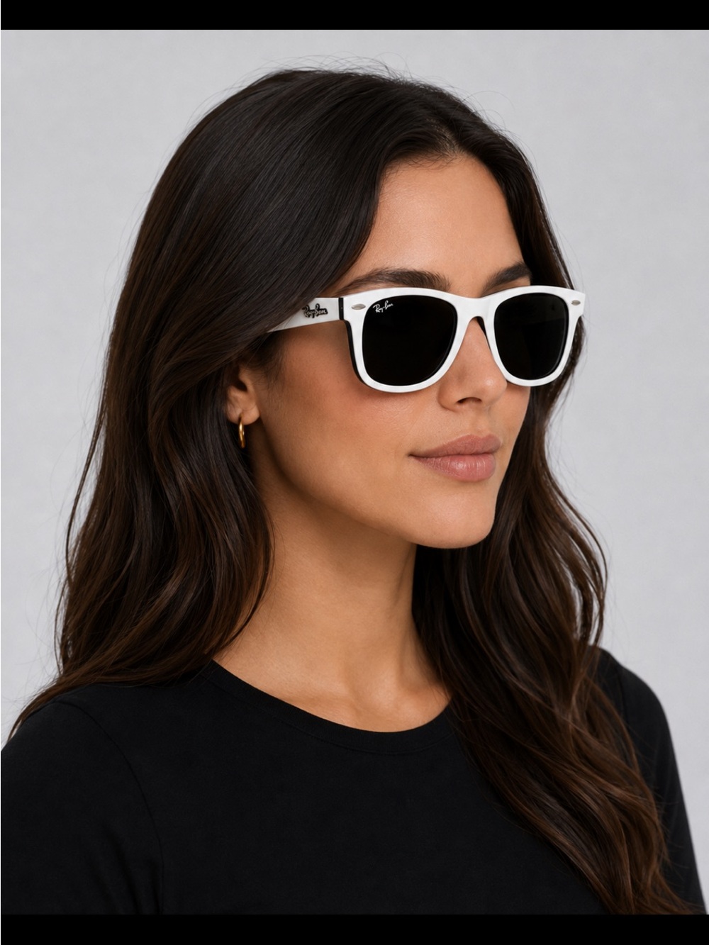 Authentic Ray-Ban White Frame Sunglasses with Black Lenses - Picture 3 of 9